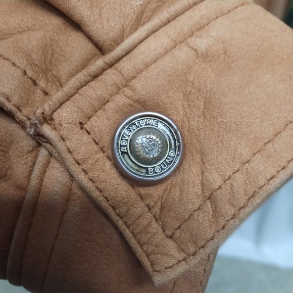 Wilsons Adventure Bound Leather Button Up Jacket 1986 Men's XL Brown 80s Suede - Picture 4 of 12
